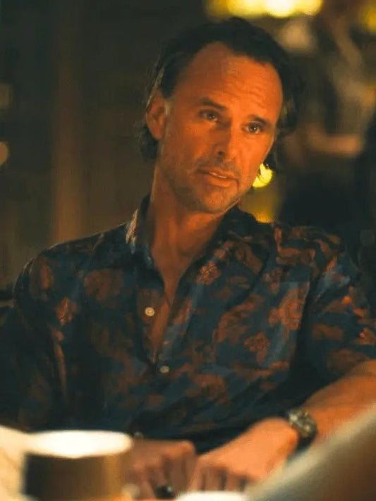 The White Lotus S3 Walton Goggins Blue Printed Shirt