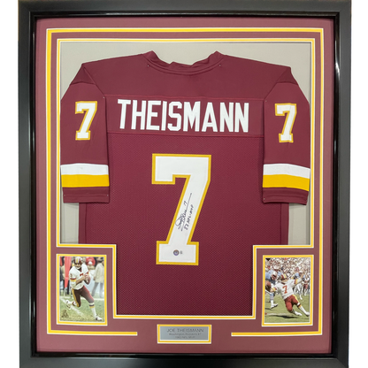 Framed Autographed/Signed Joe Theismann 83 MVP 35x39 Washington Burgundy Football Jersey Beckett BAS COA