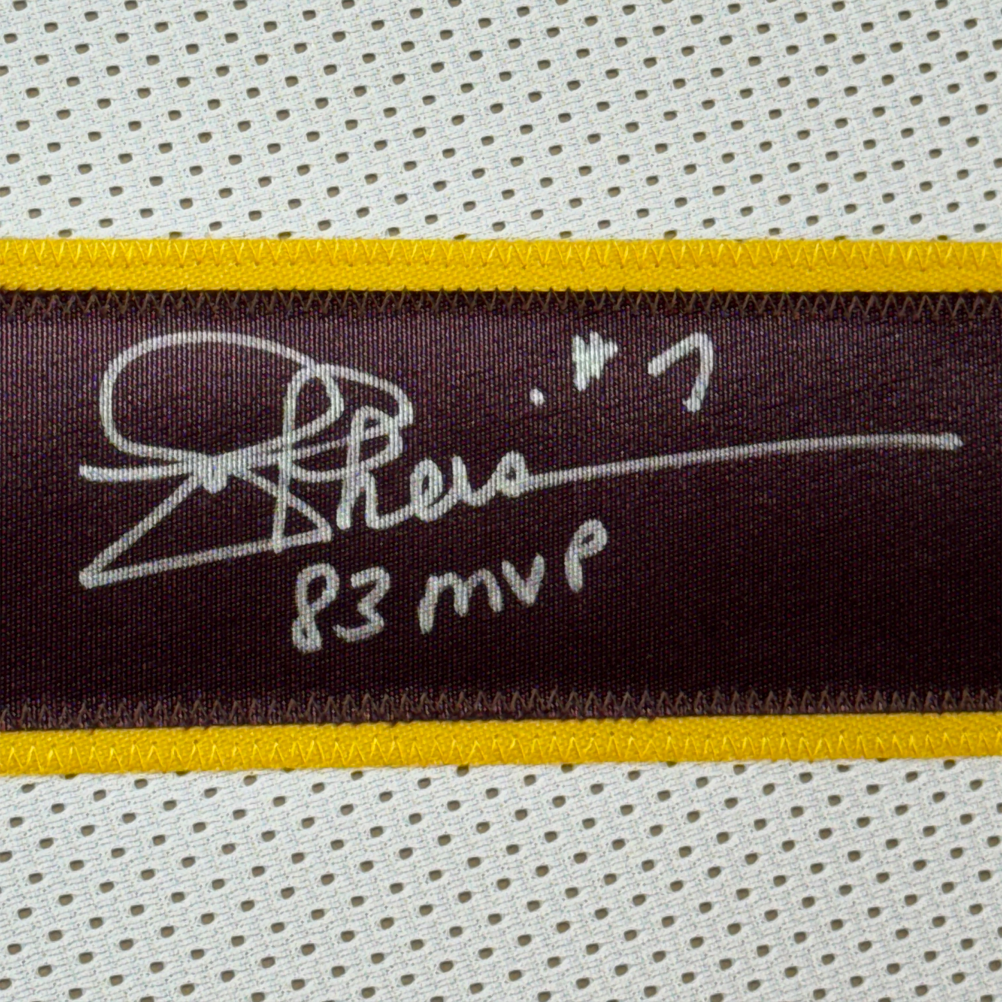 Framed Autographed/Signed Joe Theismann 35x39 83 MVP Washington White Football Jersey Beckett BAS COA