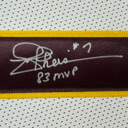 Framed Autographed/Signed Joe Theismann 35x39 83 MVP Washington White Football Jersey Beckett BAS COA