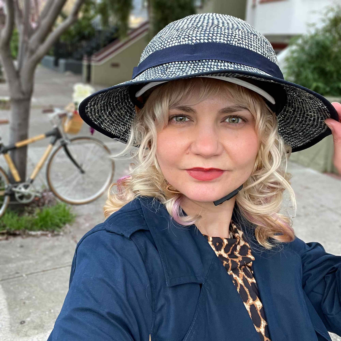 Thousand Helmet + Shibori Blue Straw Hat Helmet Cover