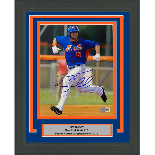 Framed Autographed/Signed Tim Tebow New York NY Mets 8x10 Baseball Photo Beckett BAS COA