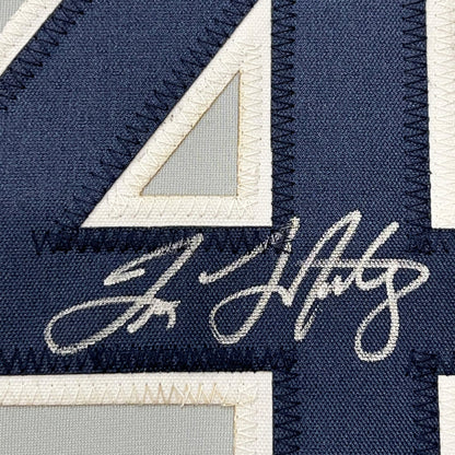 Framed Autographed/Signed Tino Martinez 35x39 New York Grey Baseball Jersey PSA/DNA COA