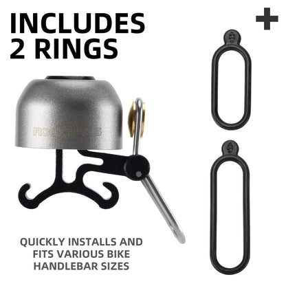 ROCKBROS 100dB Bike Bell, Loud Bicycle Bell for Adults & Kids, Fits 0.87-1.34in Handlebars