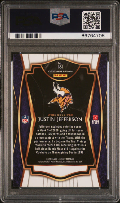 Graded 2020 Panini Select Justin Jefferson #161 Rookie RC Football Card PSA 10 Gem Mint