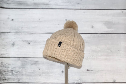 Toddler Acrylic Ribbed Cuff with Matching Pom Hat