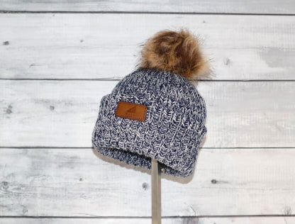 Toddler Acrylic Ribbed Cuff with Pom Hat