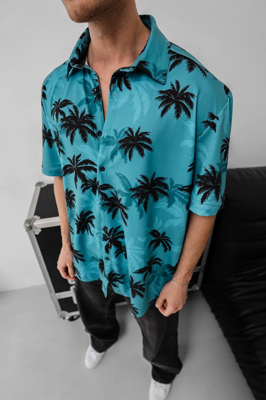 Tommy Vercetti Oversize Tropical Shirt – Palm Print Button-Up