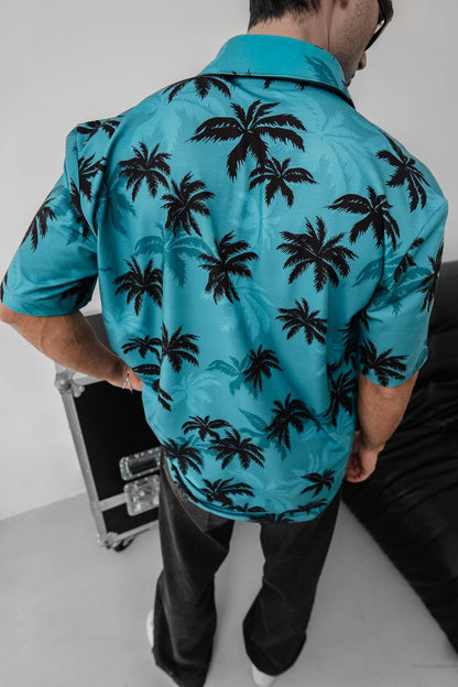 Tommy Vercetti Oversize Tropical Shirt – Palm Print Button-Up