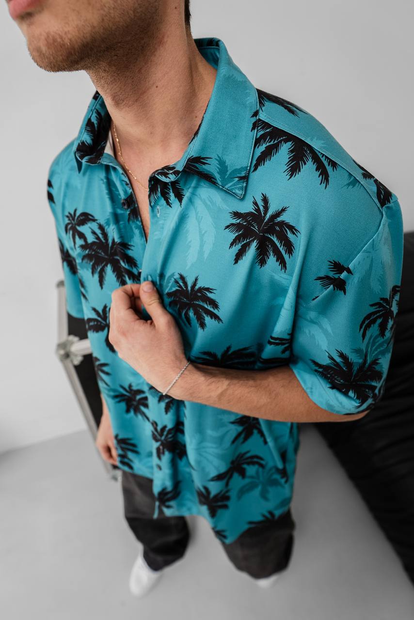 Tommy Vercetti Oversize Tropical Shirt – Palm Print Button-Up