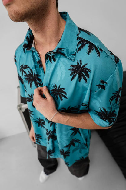 Tommy Vercetti Oversize Tropical Shirt – Palm Print Button-Up