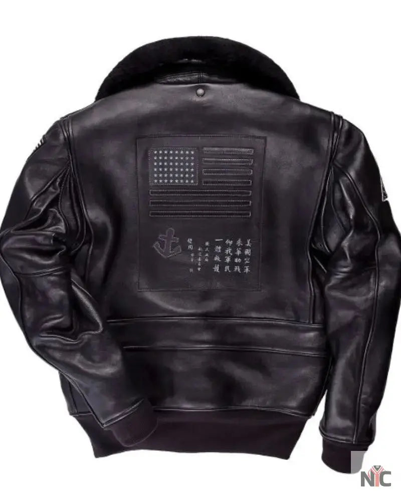 Top Gun Black Lambskin Leather Bomber Jacket