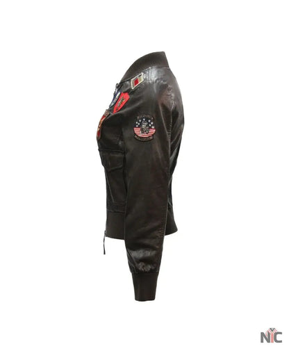 Top Gun Womens Vegan Leather Jacket