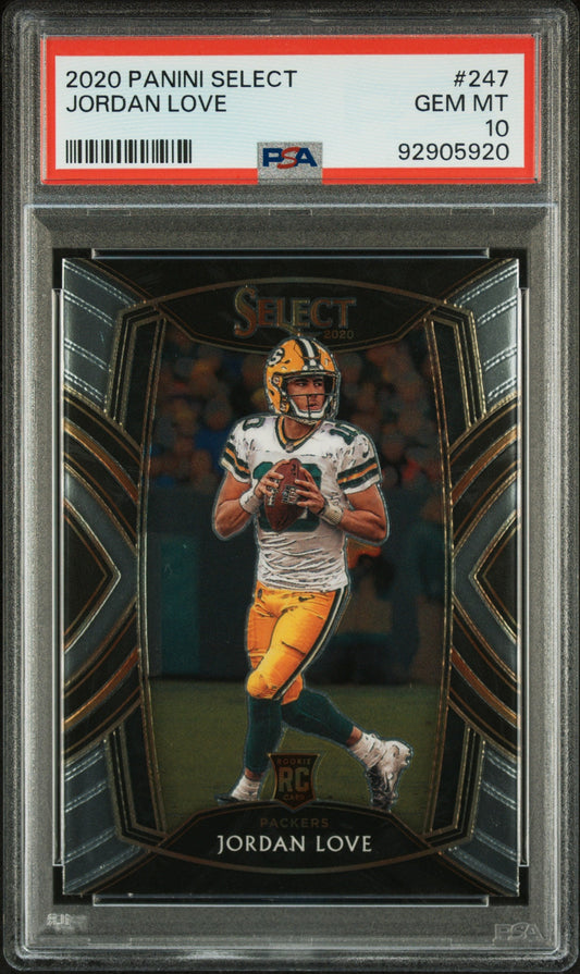 Graded 2020 Panini Select Jordan Love #247 Rookie RC Football Card PSA 10 Gem Mint