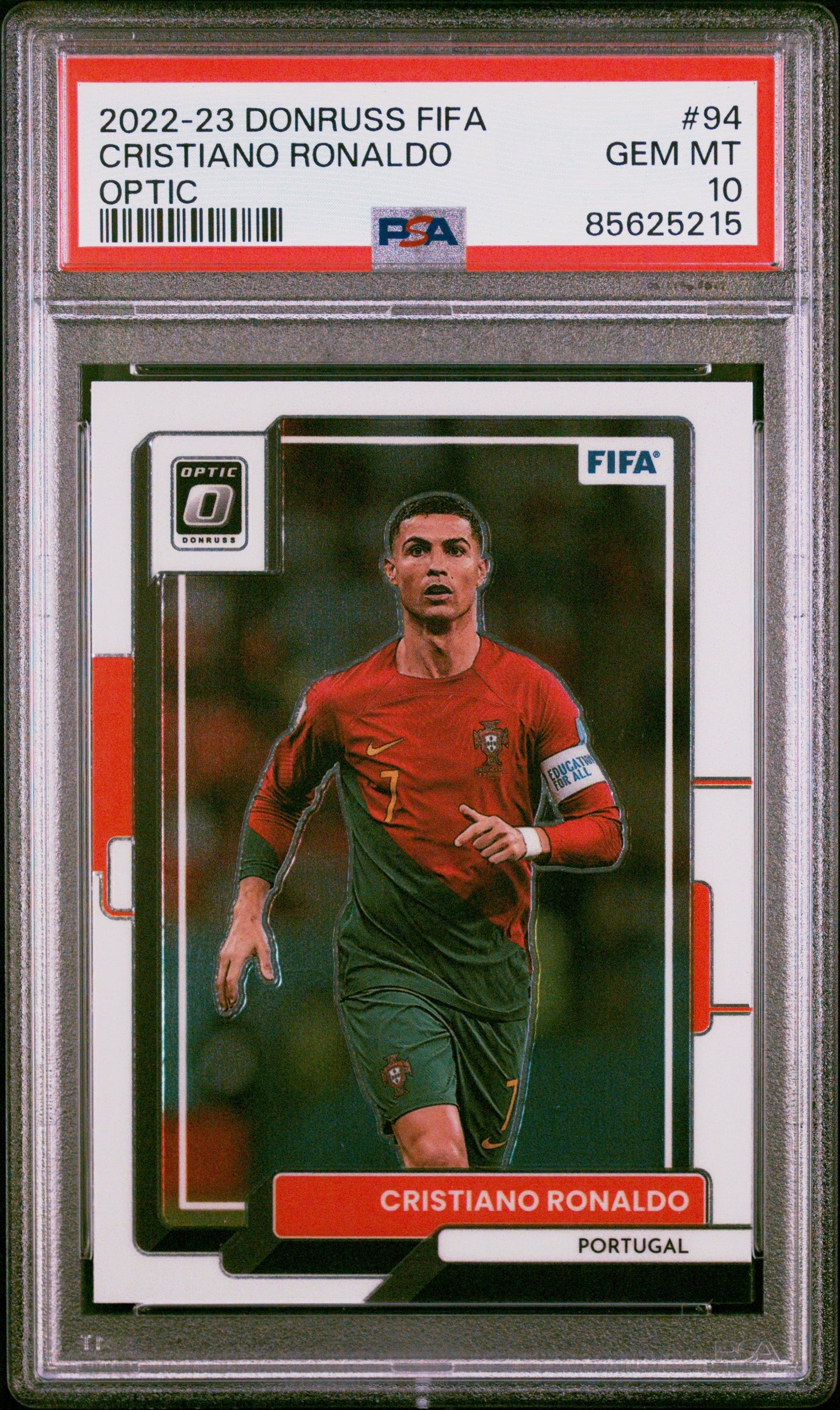 Graded 2022 Donruss FIFA Cristiano Ronaldo #94 Optic Soccer Card PSA 10 Gem Mint