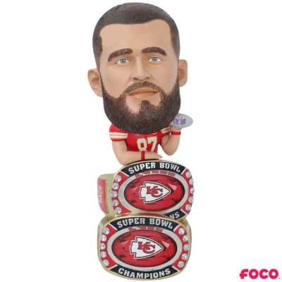 Kansas City Chiefs Super Bowl LVIII Champions Double Ring Base Bighead Bobbleheads