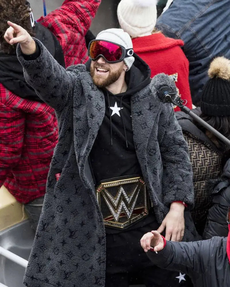 Travis Kelce Louis Vuitton Grey Coat