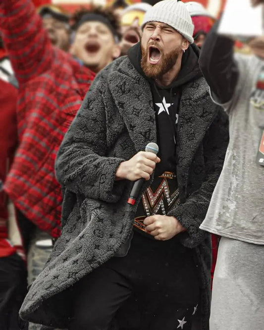 Travis Kelce Louis Vuitton Grey Coat