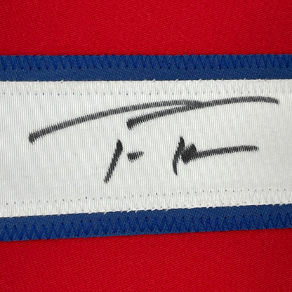 Framed Autographed/Signed Trea Turner 35x39 Philadelphia Red Baseball Jersey Beckett BAS COA