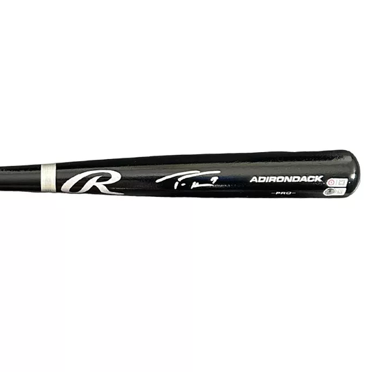 Autographed/Signed Trea Turner Black Rawlings Pro Baseball Bat Beckett BAS COA