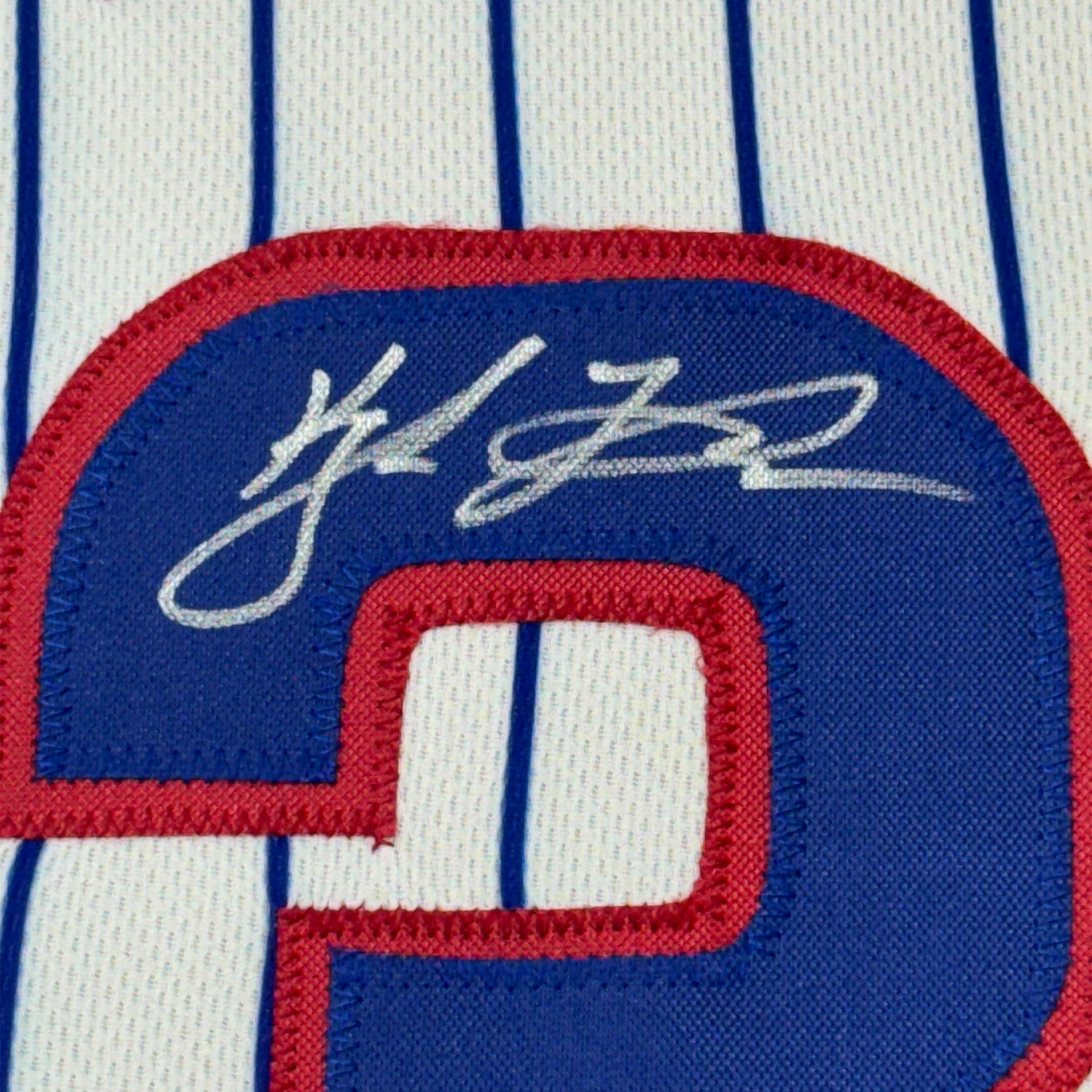 Framed Autographed/Signed Kyle Tucker 35x39 Chicago Pinstripe Baseball Jersey JSA COA