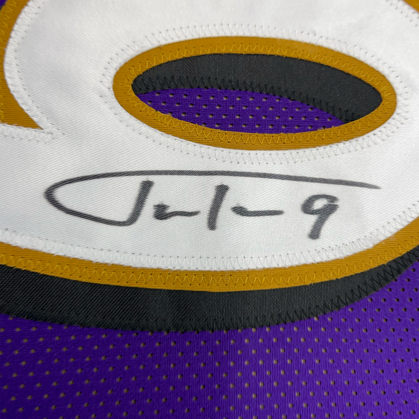 Framed Autographed/Signed Justin Tucker 35x39 Baltimore Purple Football Jersey JSA COA