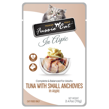 Fussie Cat Pouch - Tuna with Small Anchovies in Aspic (2.47oz)