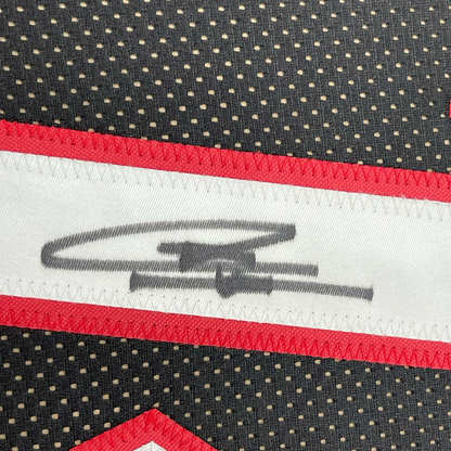 Framed Autographed/Signed Tyler Herro 35x39 Miami Black Basketball Jersey JSA COA