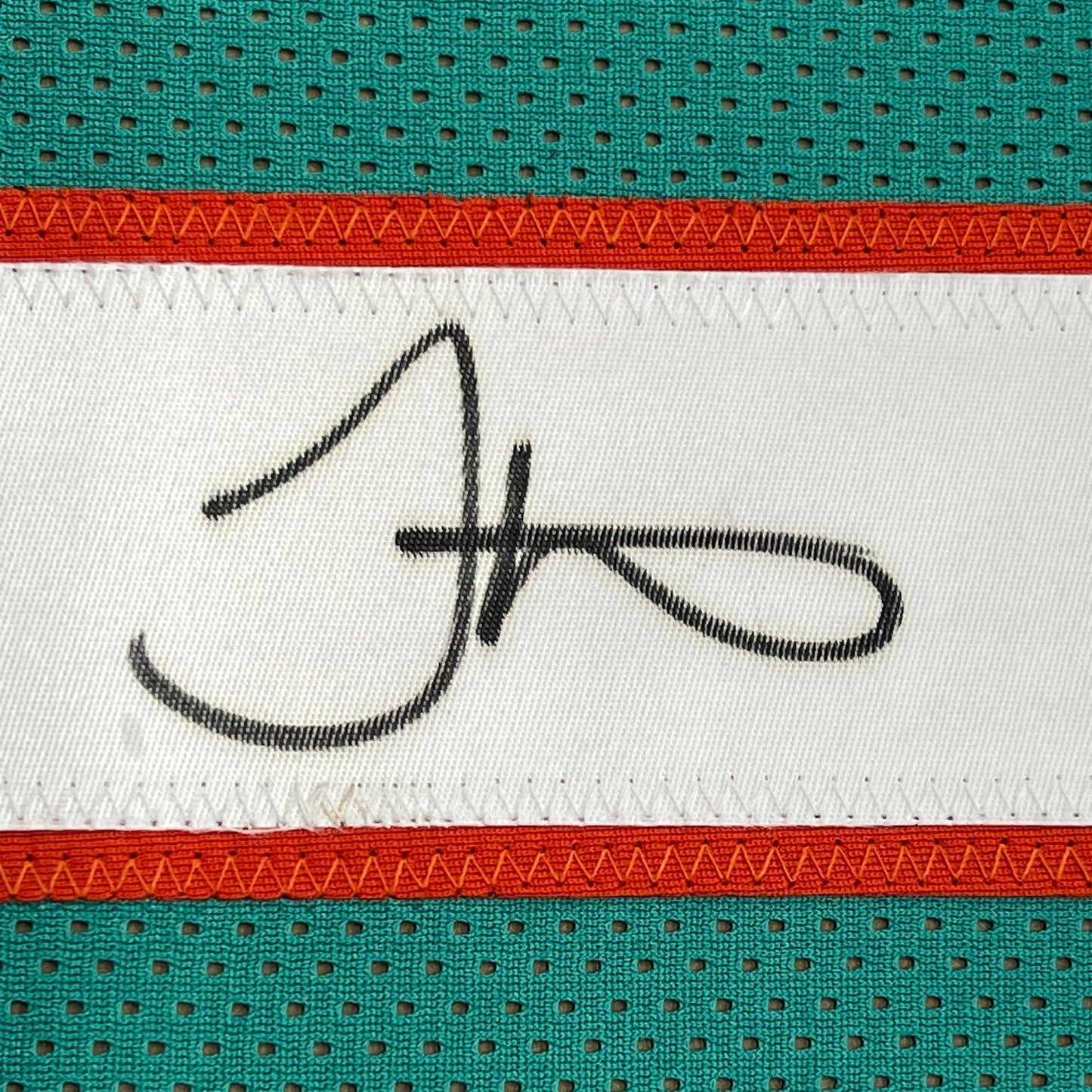 Framed Autographed/Signed Tyreek Hill 35x39 Miami Retro Teal Football Jersey JSA COA