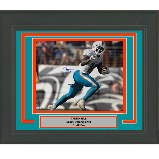 Framed Autographed/Signed Tyreek Hill Miami Dolphins 16x20 Football Photo Beckett BAS COA