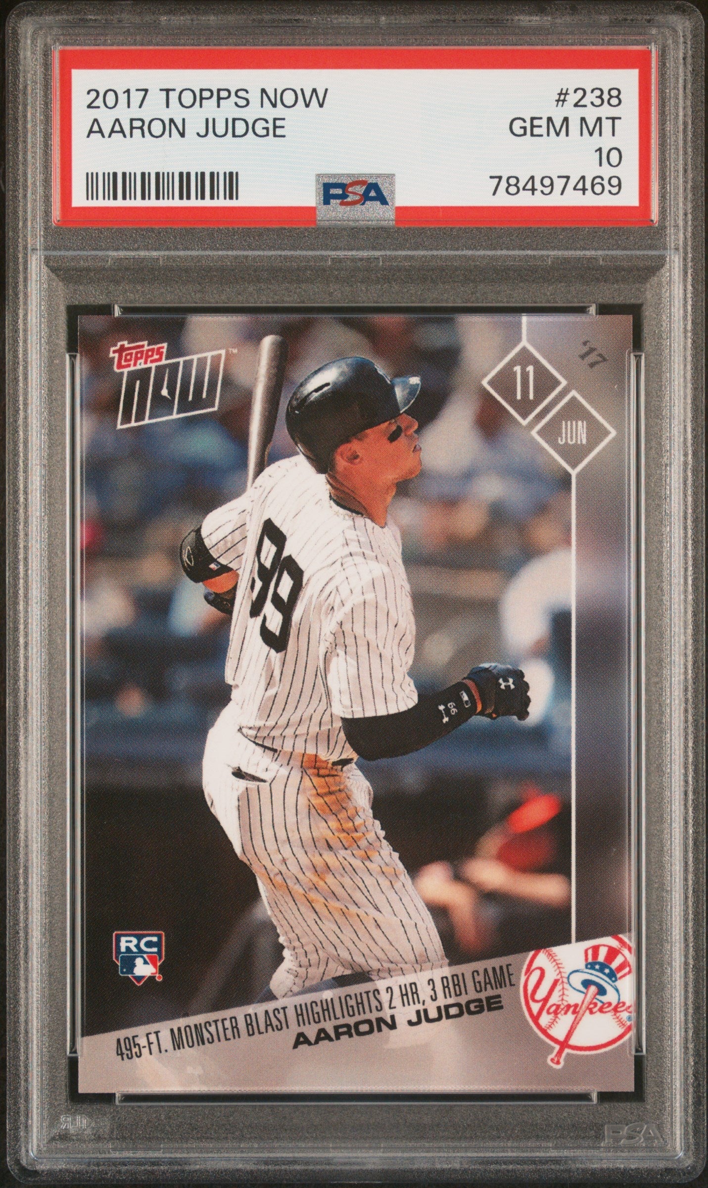 Graded 2017 Topps Now Aaron Judge #238 Rookie RC Baseball Card PSA 10 Gem Mint