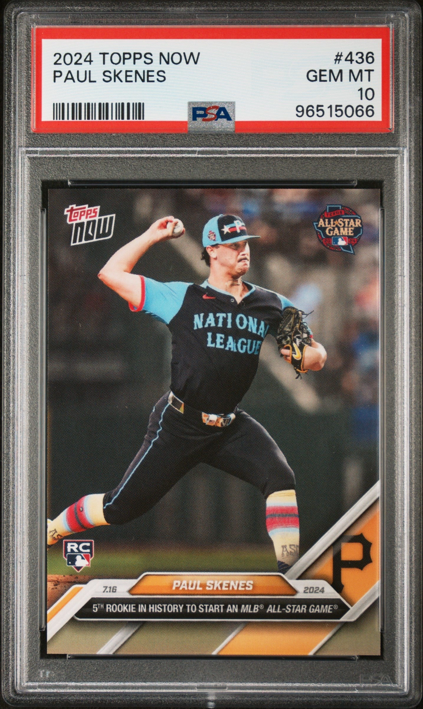 Graded 2024 Topps Now Paul Skenes #436 All Star Game Rookie RC Baseball Card PSA 10 Gem Mint