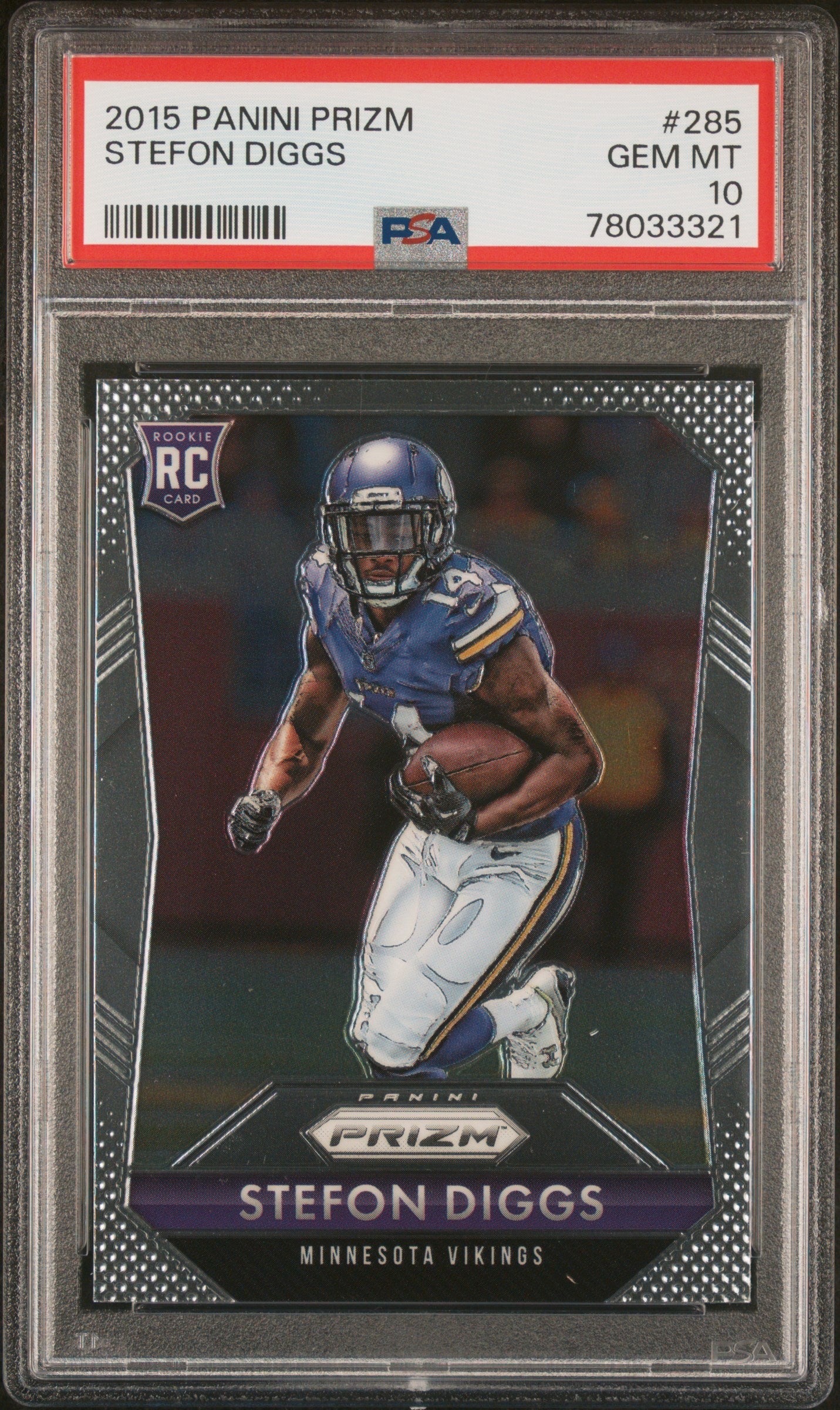 Graded 2015 Panini Prizm Stefon Diggs #285 Rookie RC Football Card PSA 10 Gem Mint
