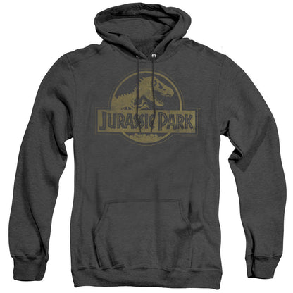 Jurassic Park Distressed Logo Mens Heather Hoodie Black Officially Licensed
