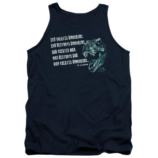 Jurassic Park God Creates Dinosaurs Mens Tank Top Shirt Navy Officially Licensed