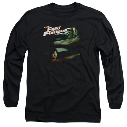 Tokyo Drift Drifting Together Mens Long Sleeve Shirt Black Officially Licensed