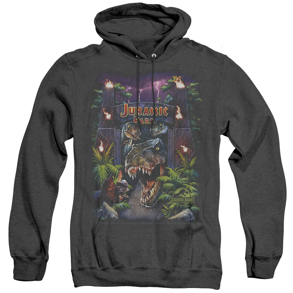 Jurassic Park Welcome To The Park Mens Heather Hoodie Black Officially Licensed