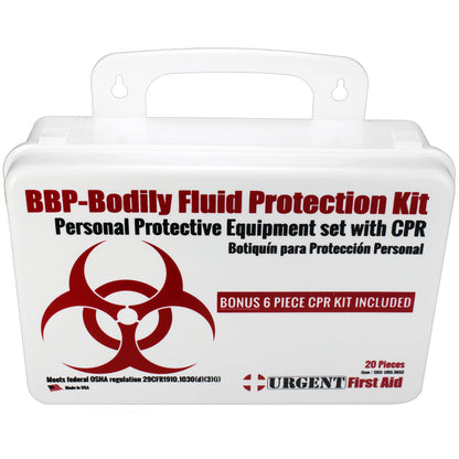 BBP / Bodily Fluid Protection Kit with Bonus 6 piece CPR kit for additional Rescuer Protection