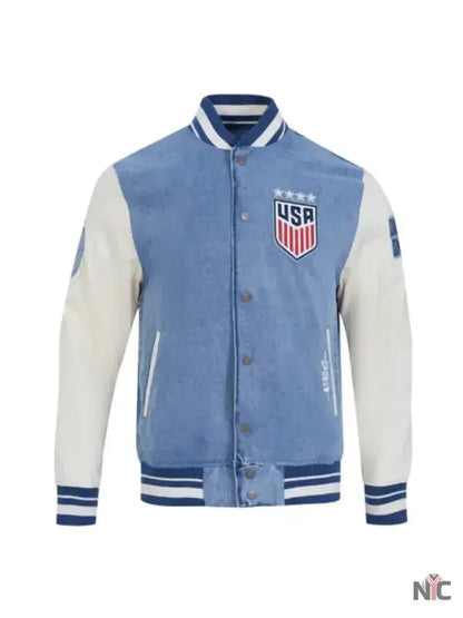 US Soccer 2025 Blue Denim Varsity Jacket