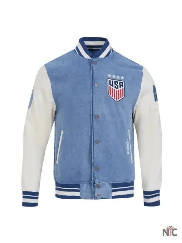 US Soccer 2025 Blue Denim Varsity Jacket