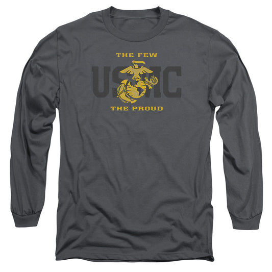 Us Marine Corps Split Tag Mens Long Sleeve Shirt Charcoal Officially Licensed
