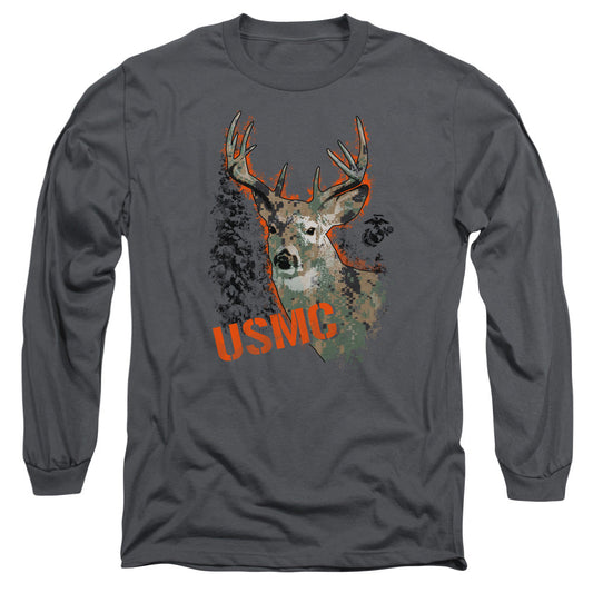 Us Marine Corps Marine Deer Mens Long Sleeve Shirt Charcoal Officially Licensed