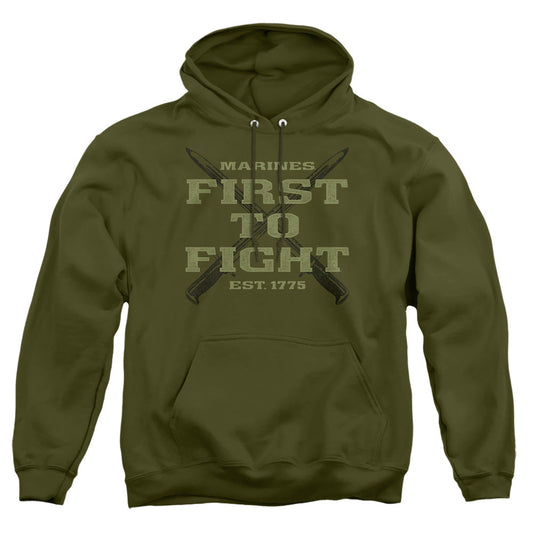 Us Marine Corps First Mens Hoodie Military Green Officially Licensed