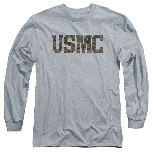 Us Marine Corps Usmc Camo Fill Mens Long Sleeve Shirt Athletic Heather Officially Licensed