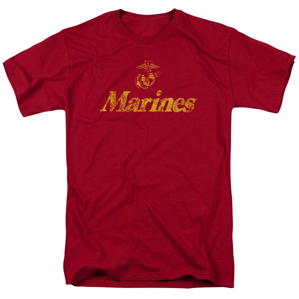Us Marine Corps Retro Logo Mens T Shirt Cardinal Officially Licensed