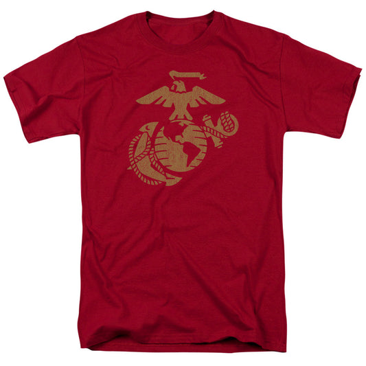 Us Marine Corps Gold Emblem Mens T Shirt Cardinal Officially Licensed