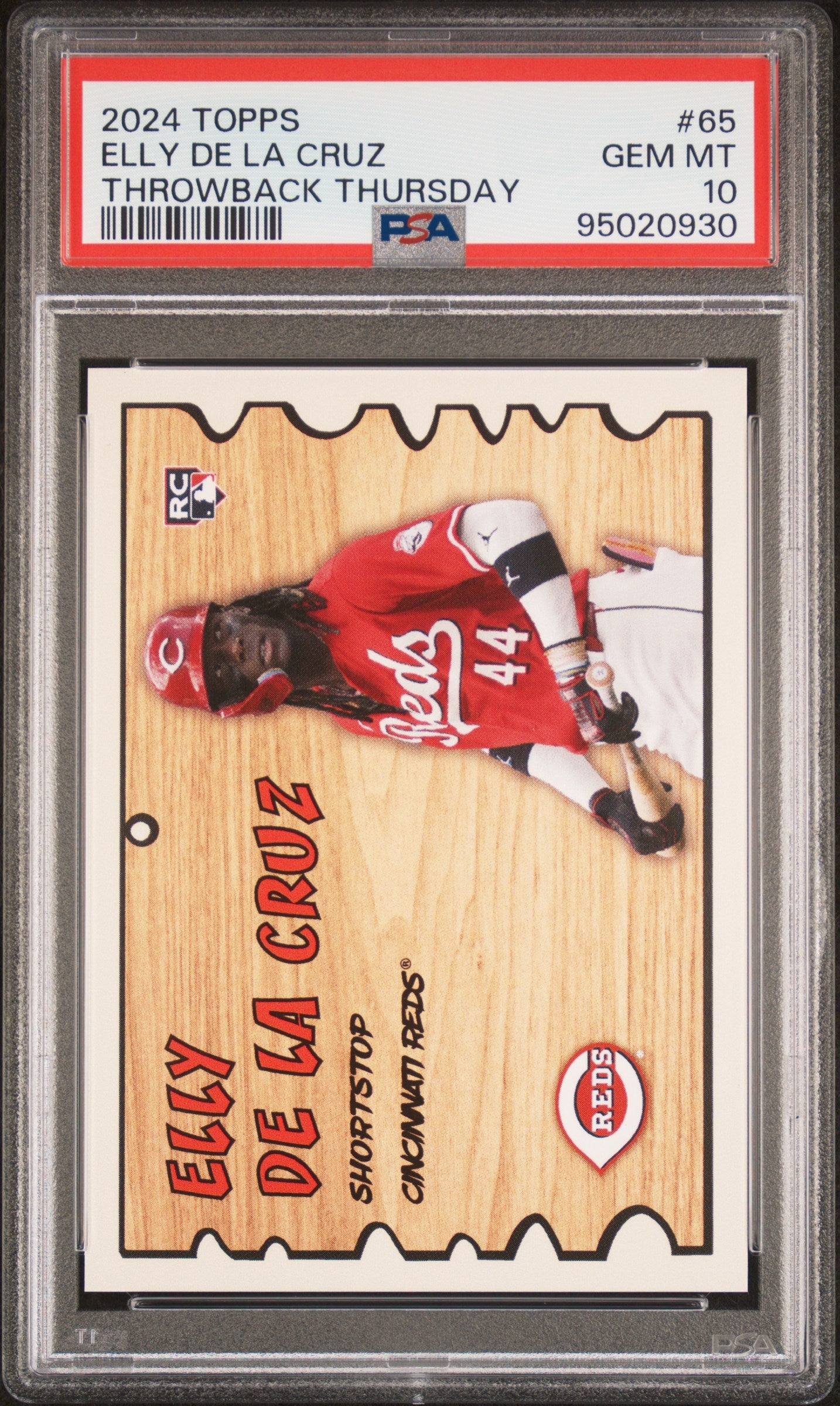 Graded 2024 Topps Elly De La Cruz #65 Throwback Thursday Rookie RC Baseball Card PSA 10 Gem Mint