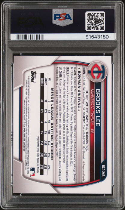 Graded 2023 Topps Bowman Chrome Sapphire Edition Brooks Lee #248 Chrome Rookie RC Baseball Card PSA 10 Gem Mint