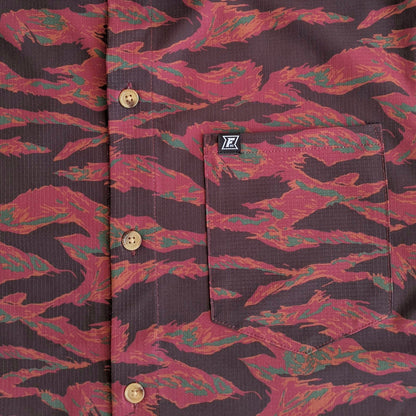 Langley Tech Button Up Shirt - Maroon Tiger Camo