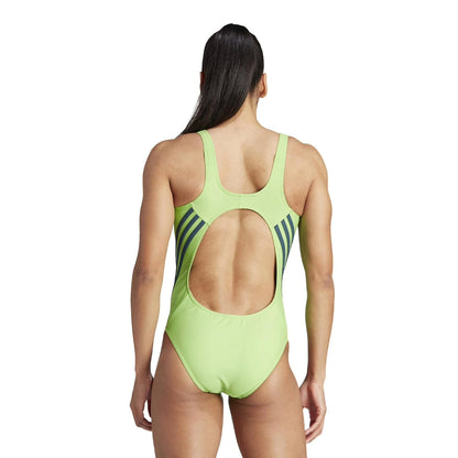 adidas Women's 3 Stripes Swimsuit - Lucid Lime/Arctic Night